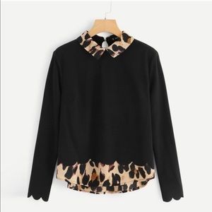 Shein Black & Leopard Blouse